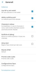 Settaggio generali app Communicator GO