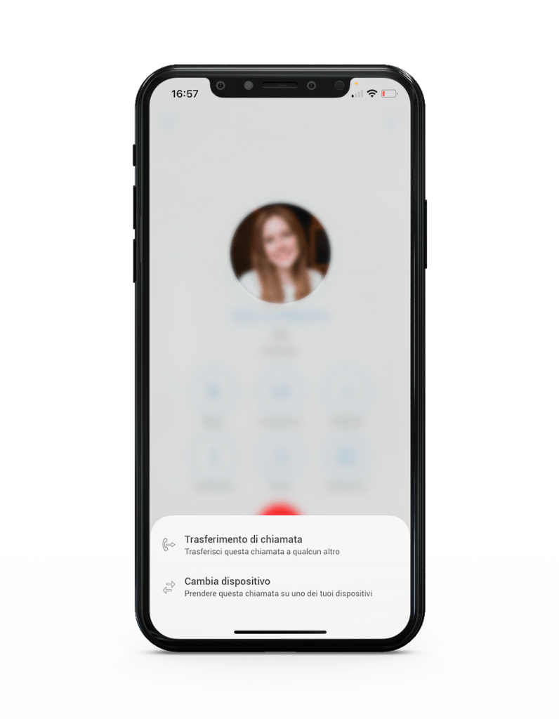 Schermata trasferimento chiamata App Communicator GO