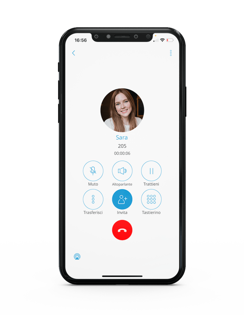 Schermata telefonata per invitare con Communiator GO