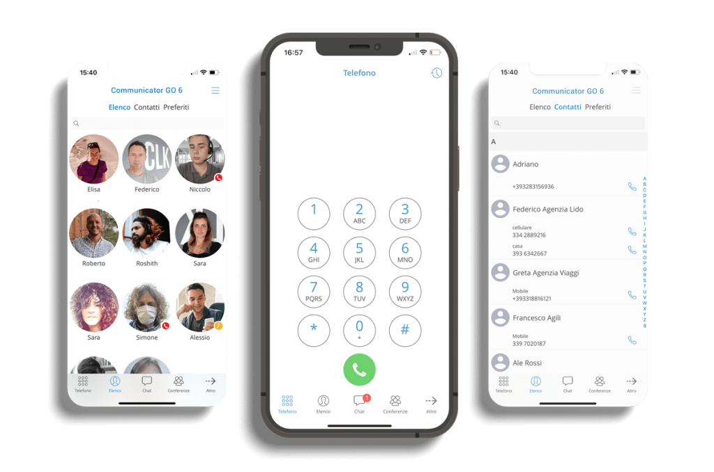 schermata per telefonare con App Communicator GO
